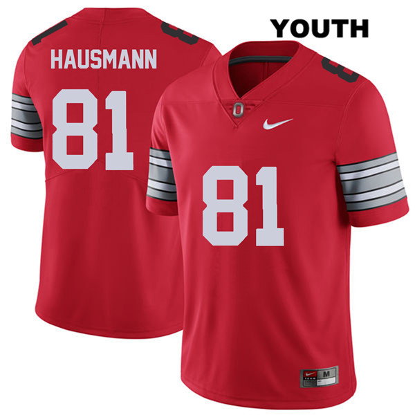 Ohio State Buckeyes Youth Jake Hausmann #81 Red Authentic Nike 2018 Spring Game College NCAA Stitched Football Jersey LF19D32NA